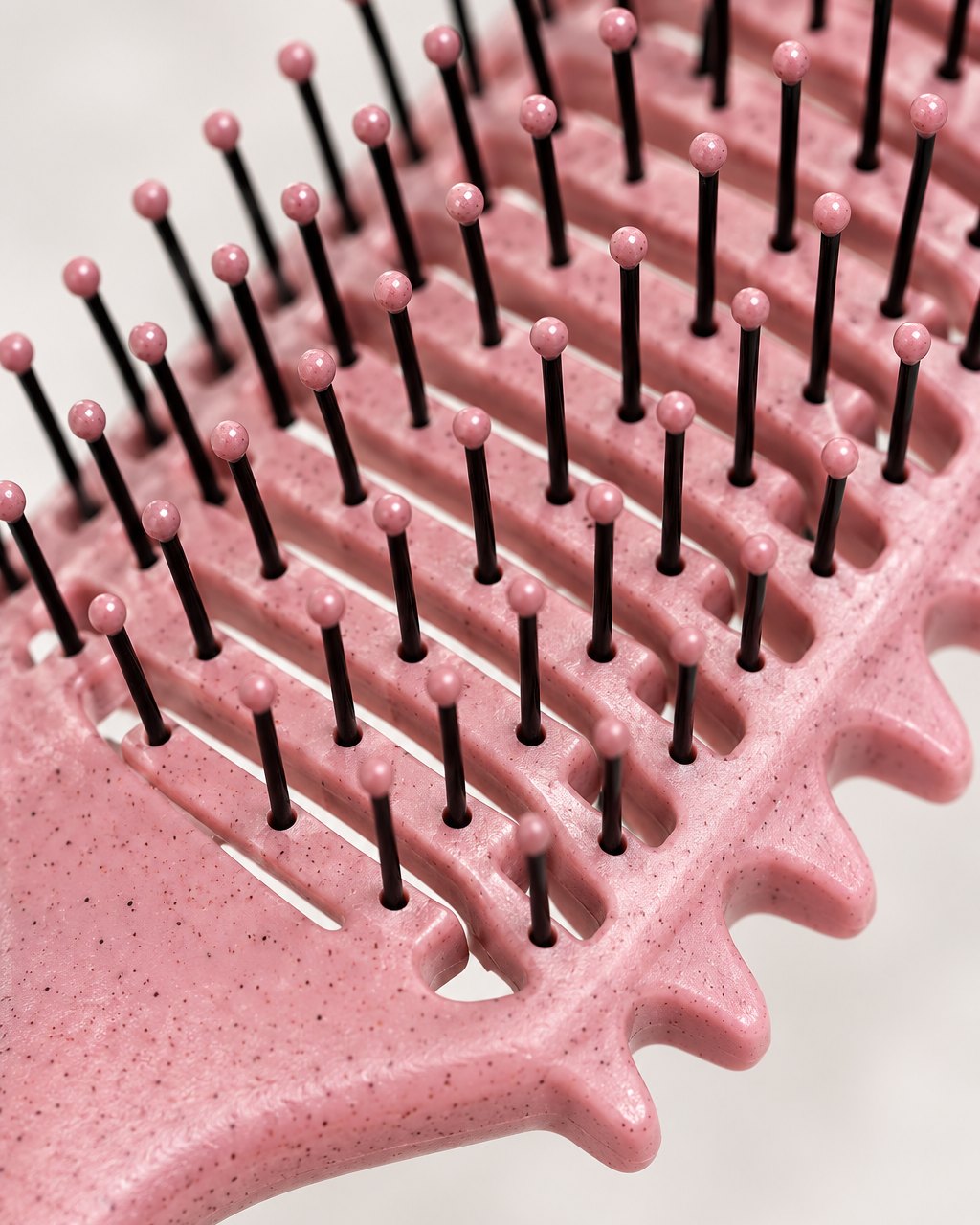 Close-up of the open rows of nylon bristles with round tips