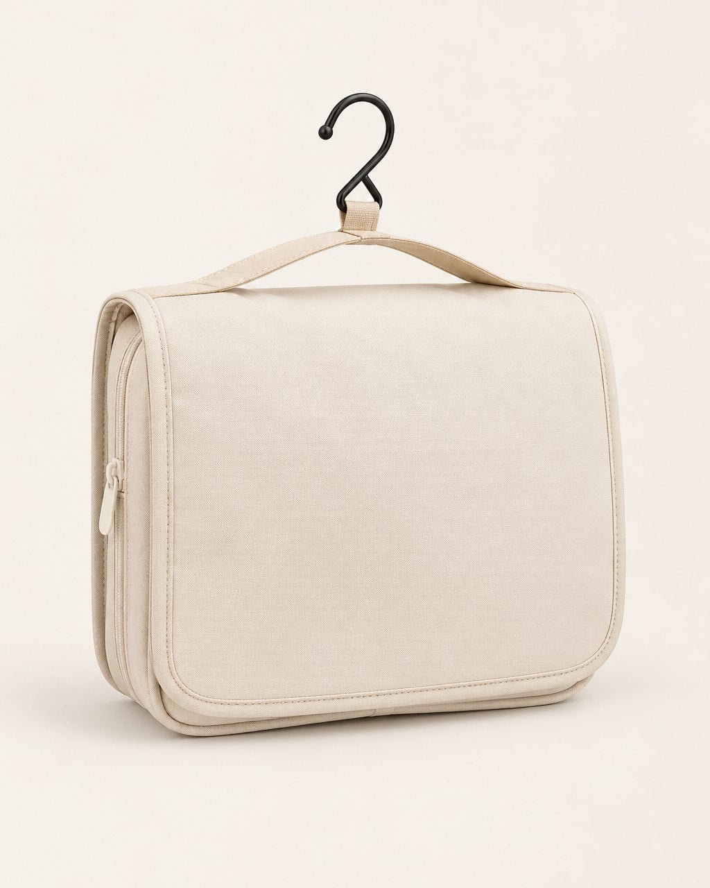 Beige hanging toiletry bag