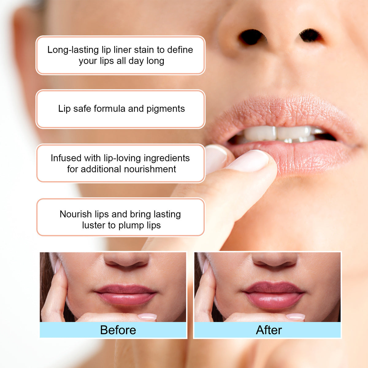 EELHOE Waterproof Lip Liner with Brush for Lip Shape