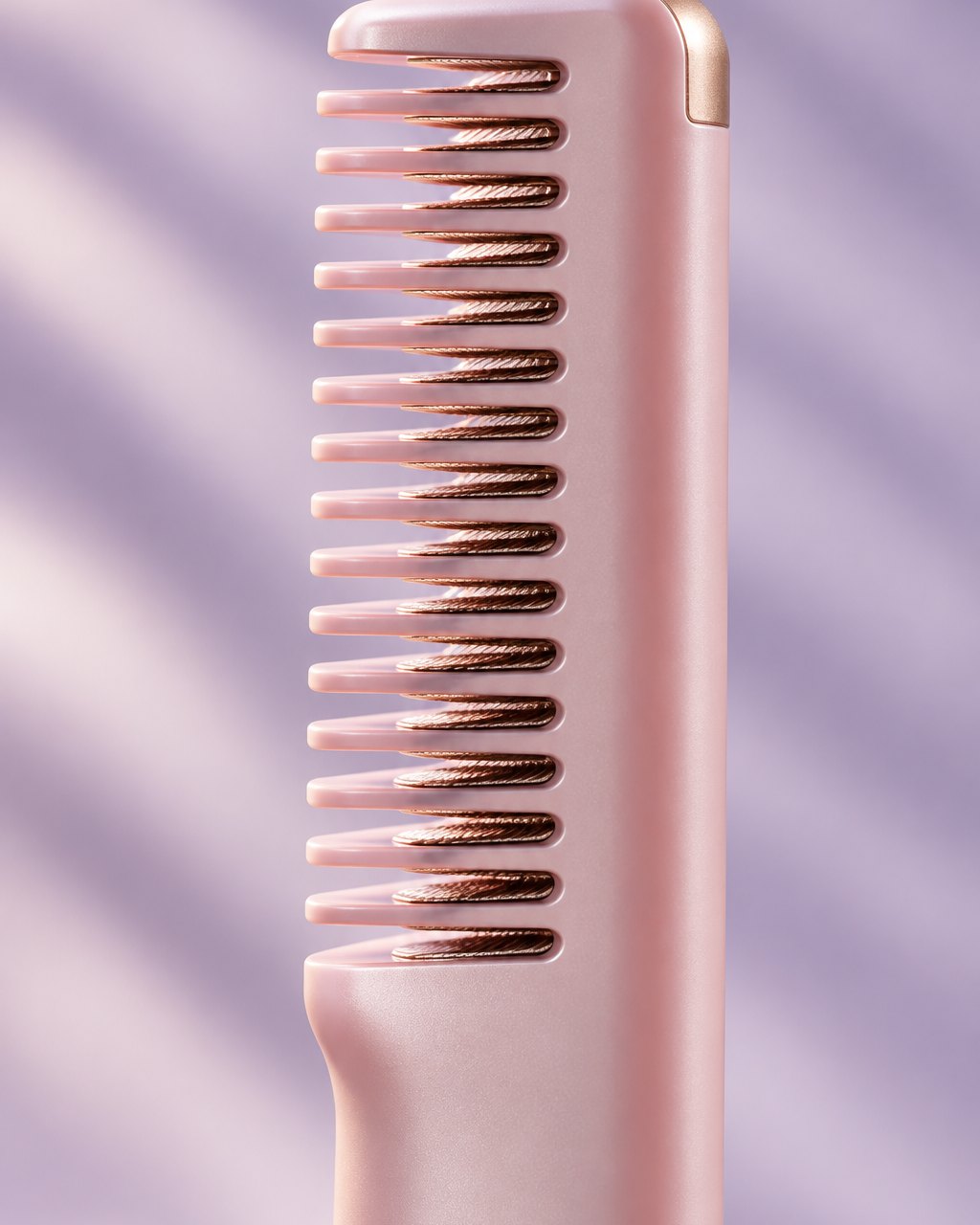 Close-up of the comb's single row of heated teeth