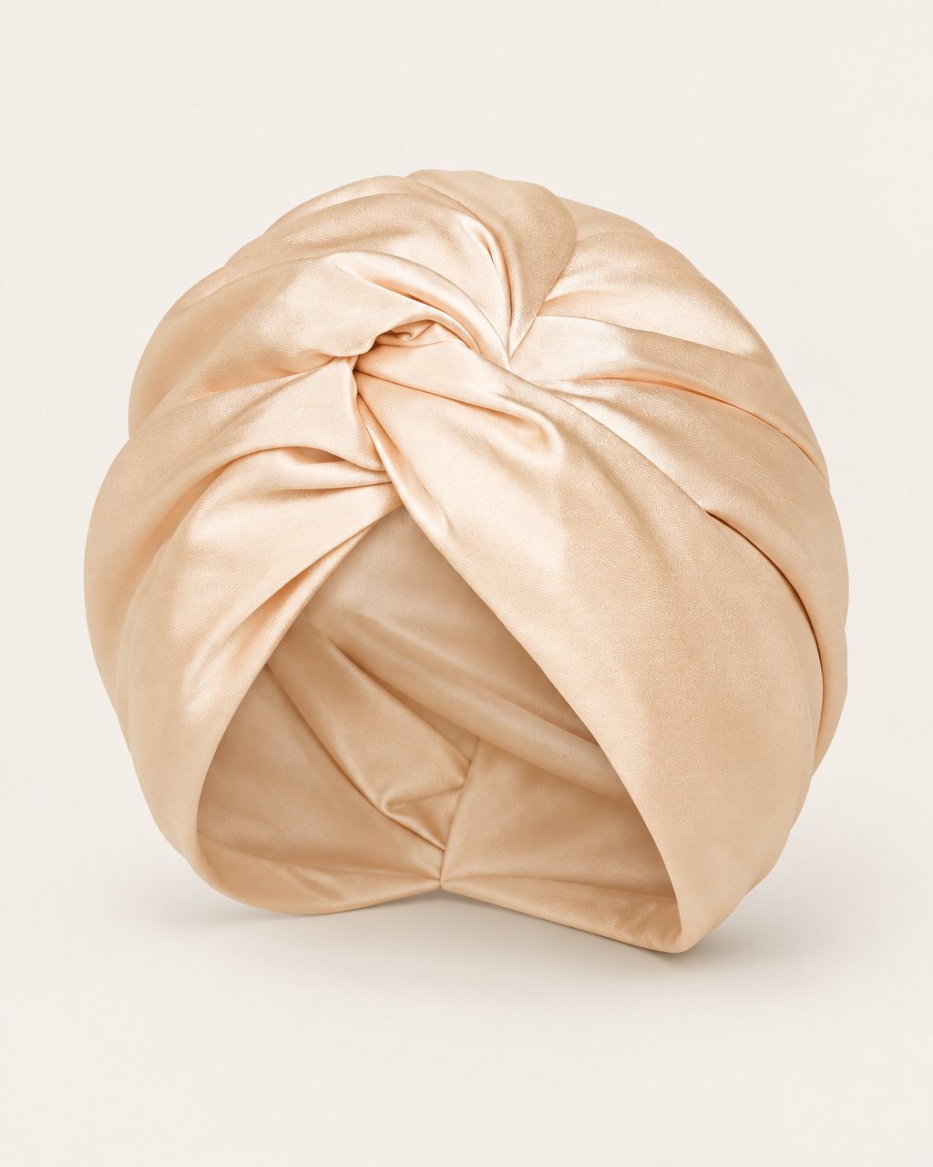 Beige satin twist turban