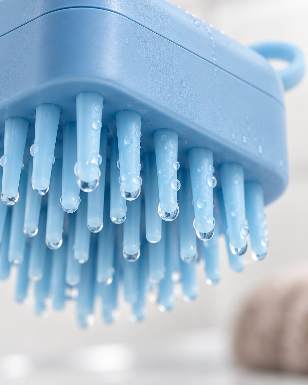 Close-up of the soft silicone bristles under the brush