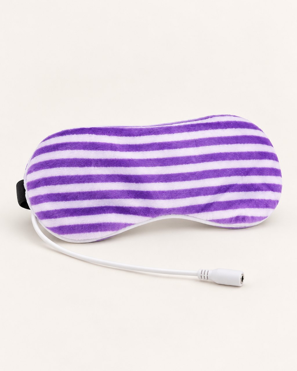 Lilac and white striped plush heated eye mask